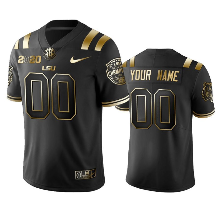 mens lsu tigers custom black 2020 national champions golden edition jersey