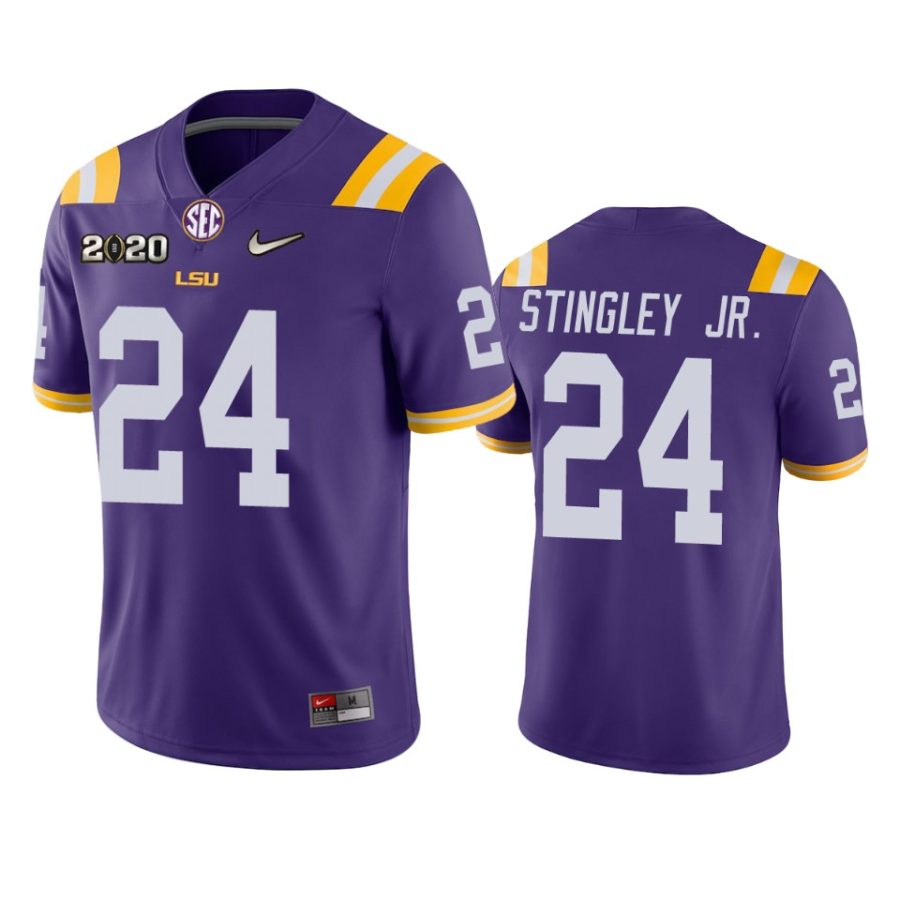 mens lsu tigers derek stingley jr. purple 2020 national championship jersey