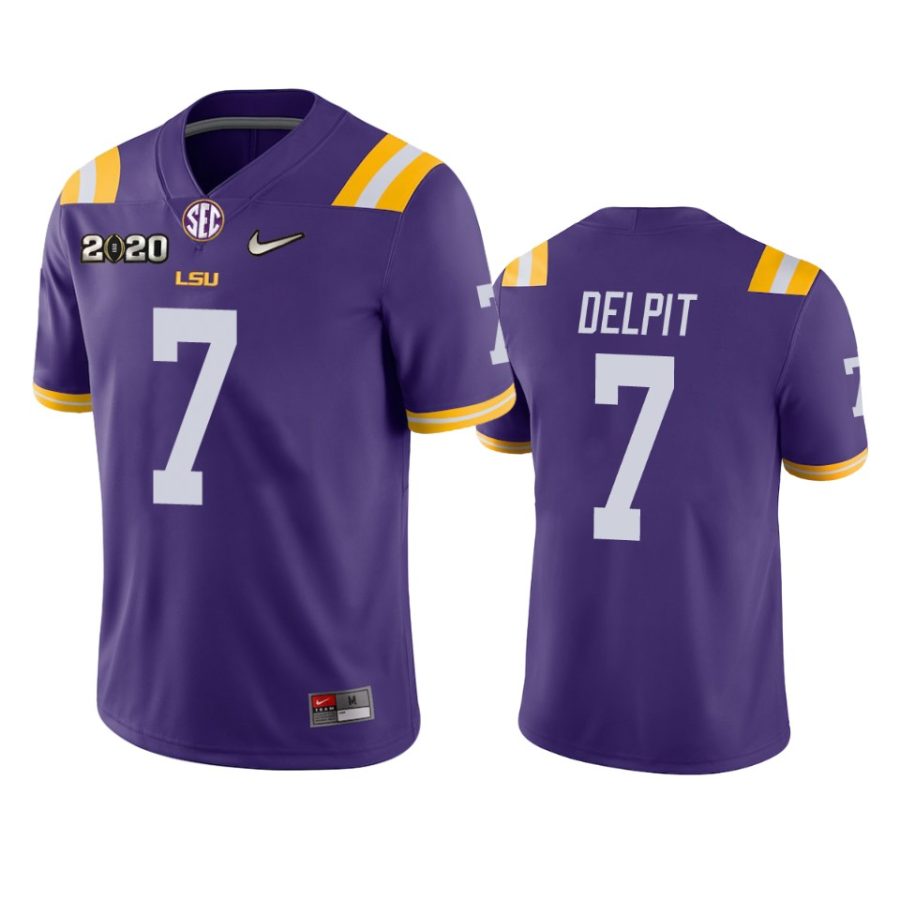 mens lsu tigers grant delpit purple 2020 national championship jersey