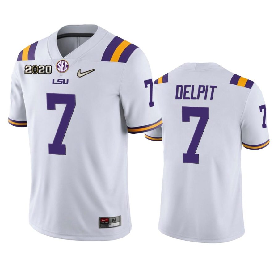 mens lsu tigers grant delpit white 2020 national championship jersey