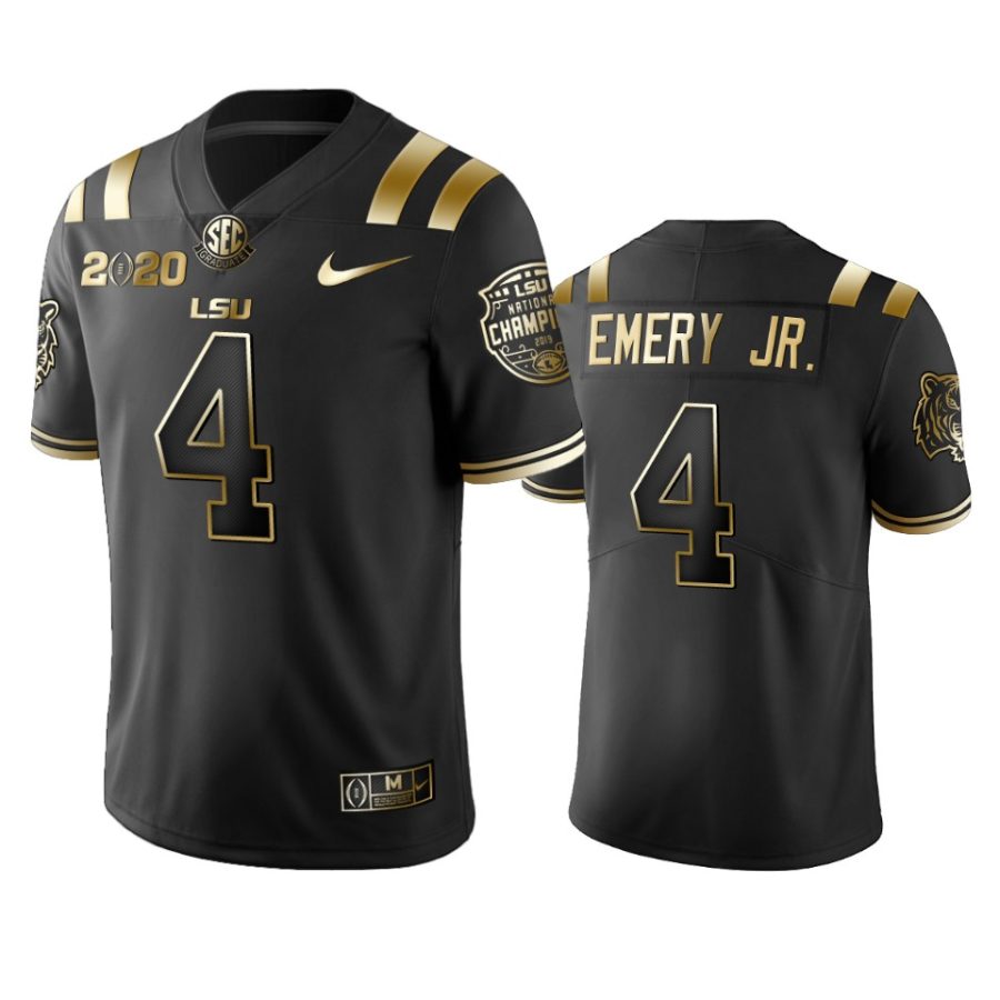 mens lsu tigers john emery jr. black 2020 national champions golden edition jersey