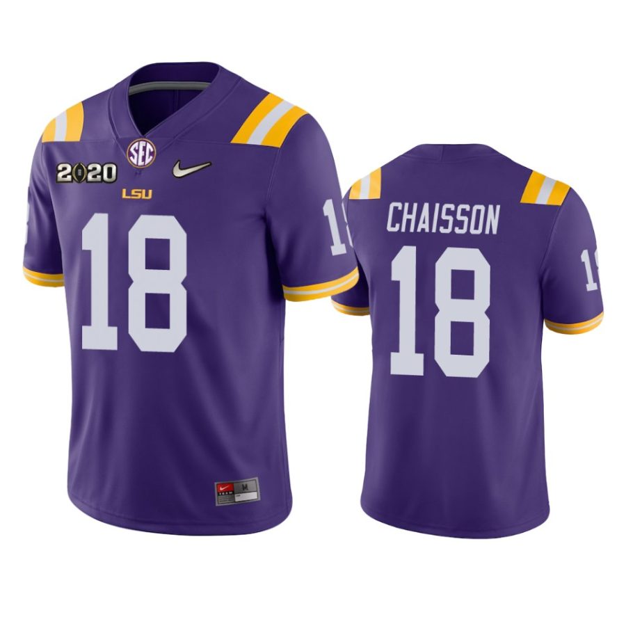 mens lsu tigers klavon chaisson purple 2020 national championship jersey