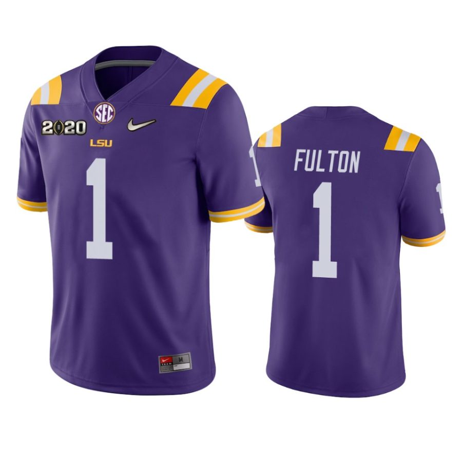 mens lsu tigers kristian fulton purple 2020 national championship jersey