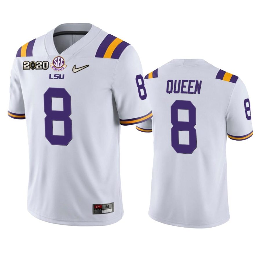 mens lsu tigers patrick queen white 2020 national championship jersey