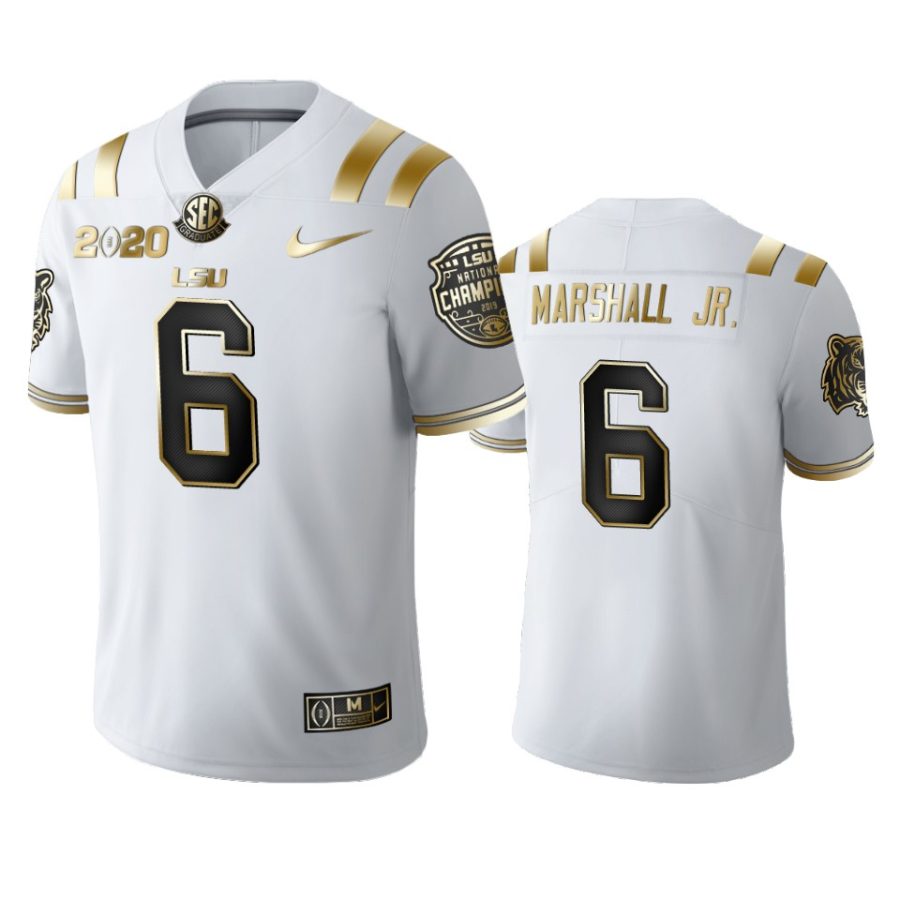 mens lsu tigers terrace marshall jr. white 2020 national champions golden edition jersey