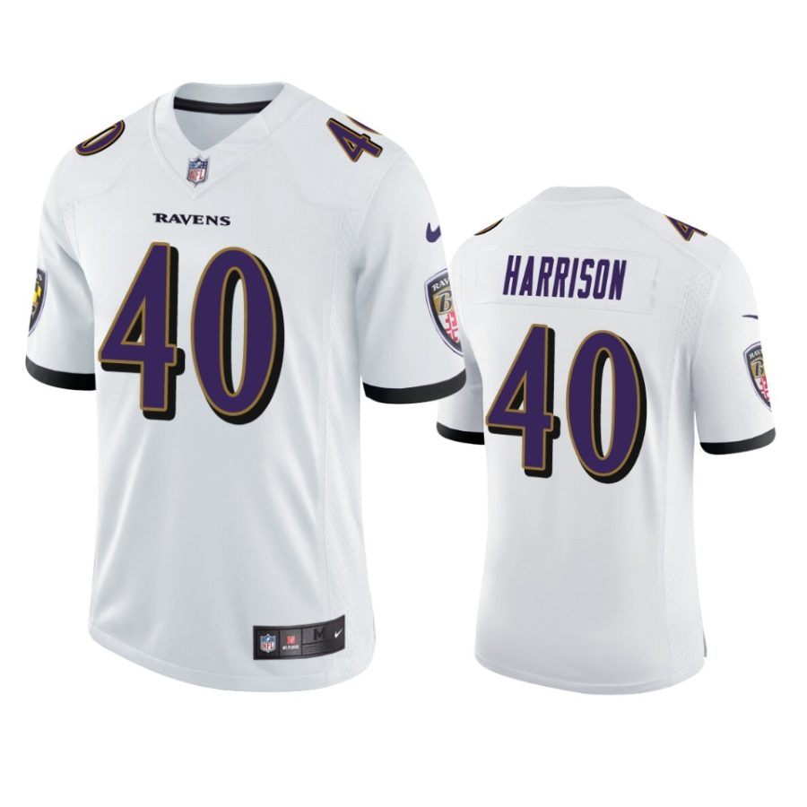 mens malik harrison ravens white vapor jersey