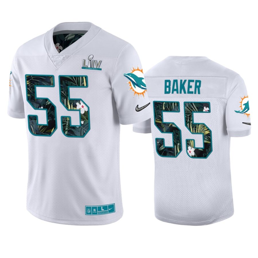 mens miami dolphins jerome baker white super bowl liv jersey