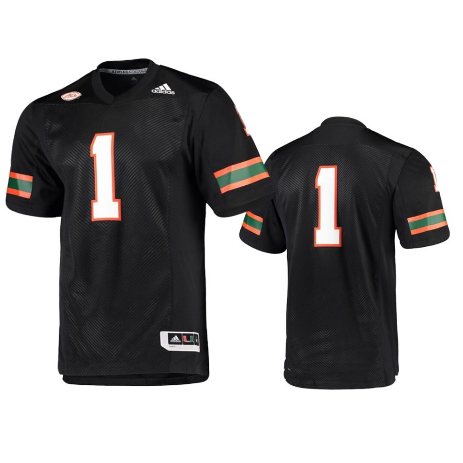 mens miami hurricanes 1 adidas black premier jersey