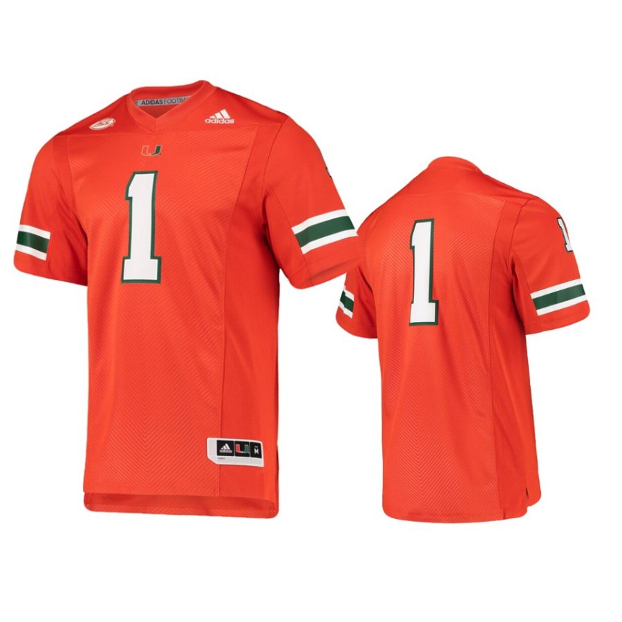 mens miami hurricanes 1 adidas orange premier jersey