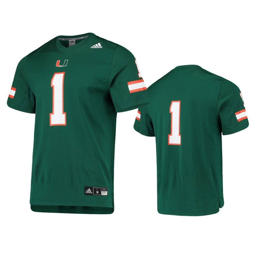 mens miami hurricanes 1 green replica jersey