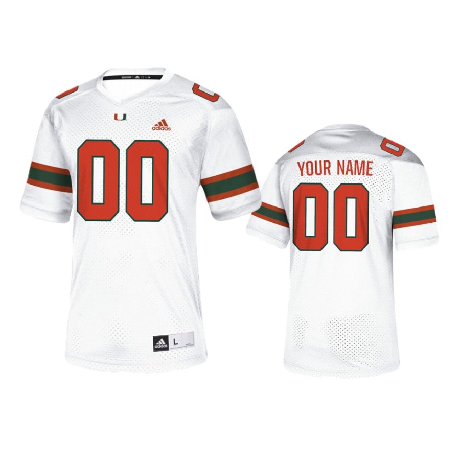 mens miami hurricanes custom white college football jersey