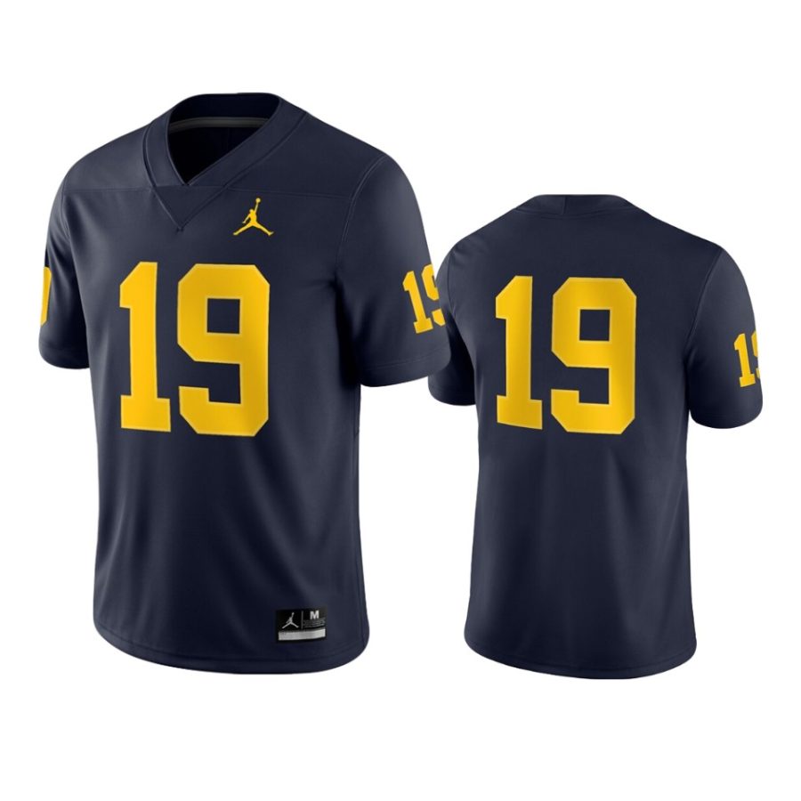 mens michigan wolverines 19 jordan brand navy game jersey