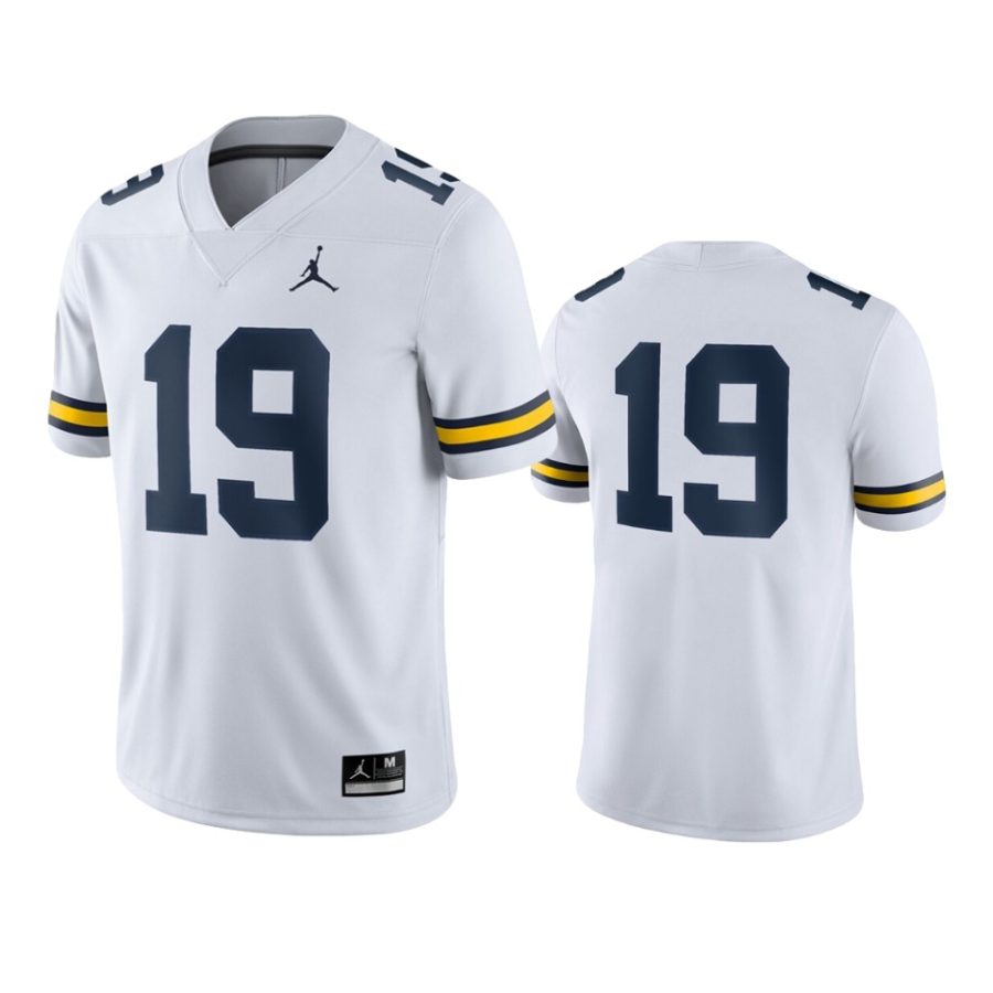 mens michigan wolverines 19 jordan brand white game jersey