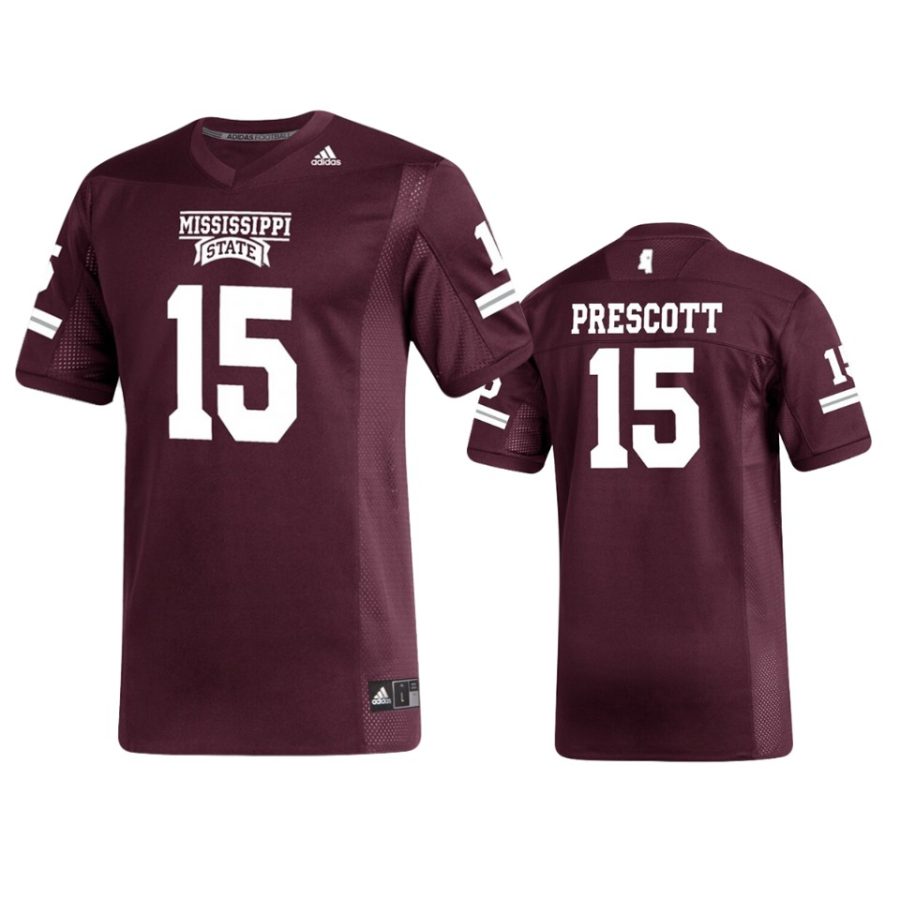 mens mississippi state bulldogs dak prescott adidas maroon replica jersey