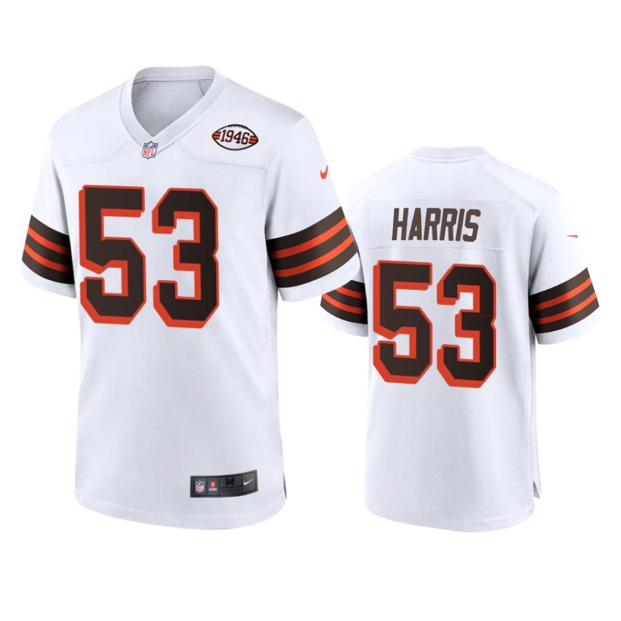 mens nick harris browns white alternate game 1946 collection jersey