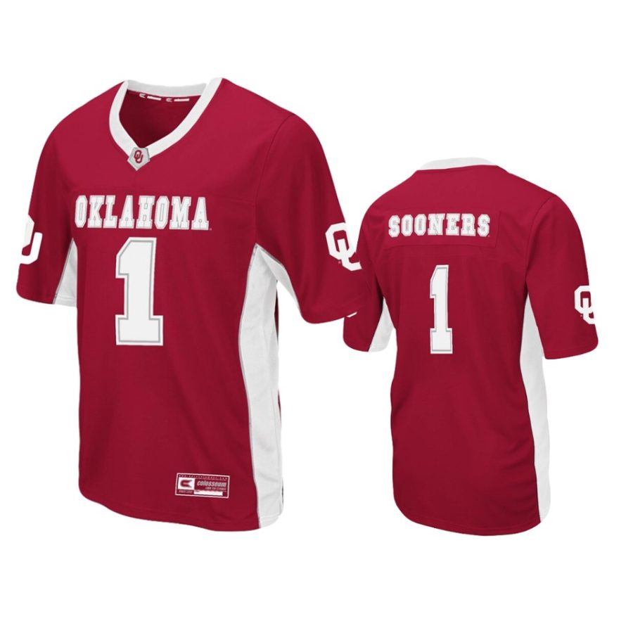 mens oklahoma sooners 1 crimson max power jersey