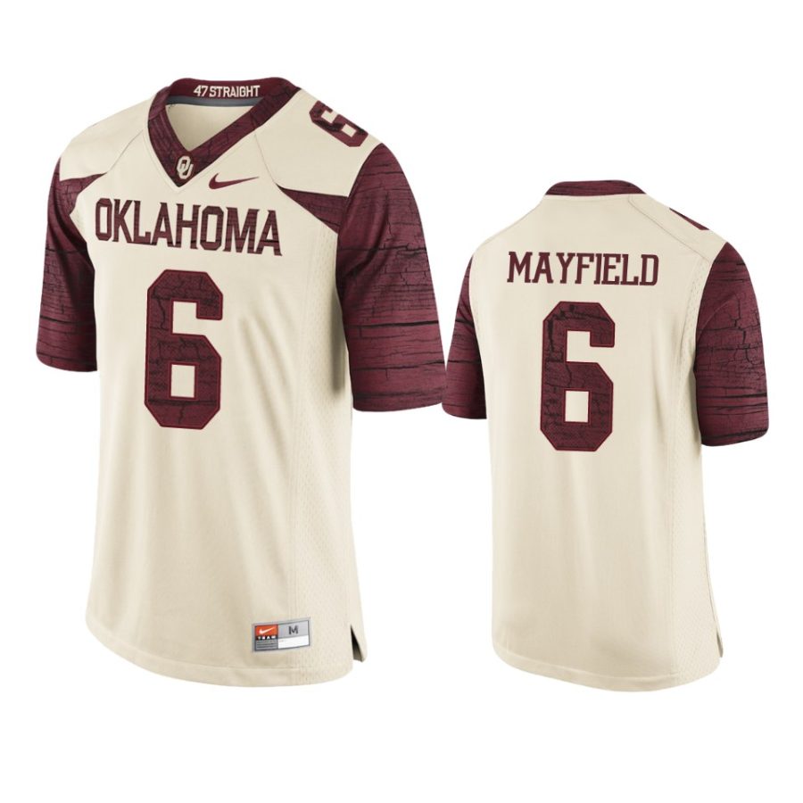 mens oklahoma sooners baker mayfield cream limited jersey