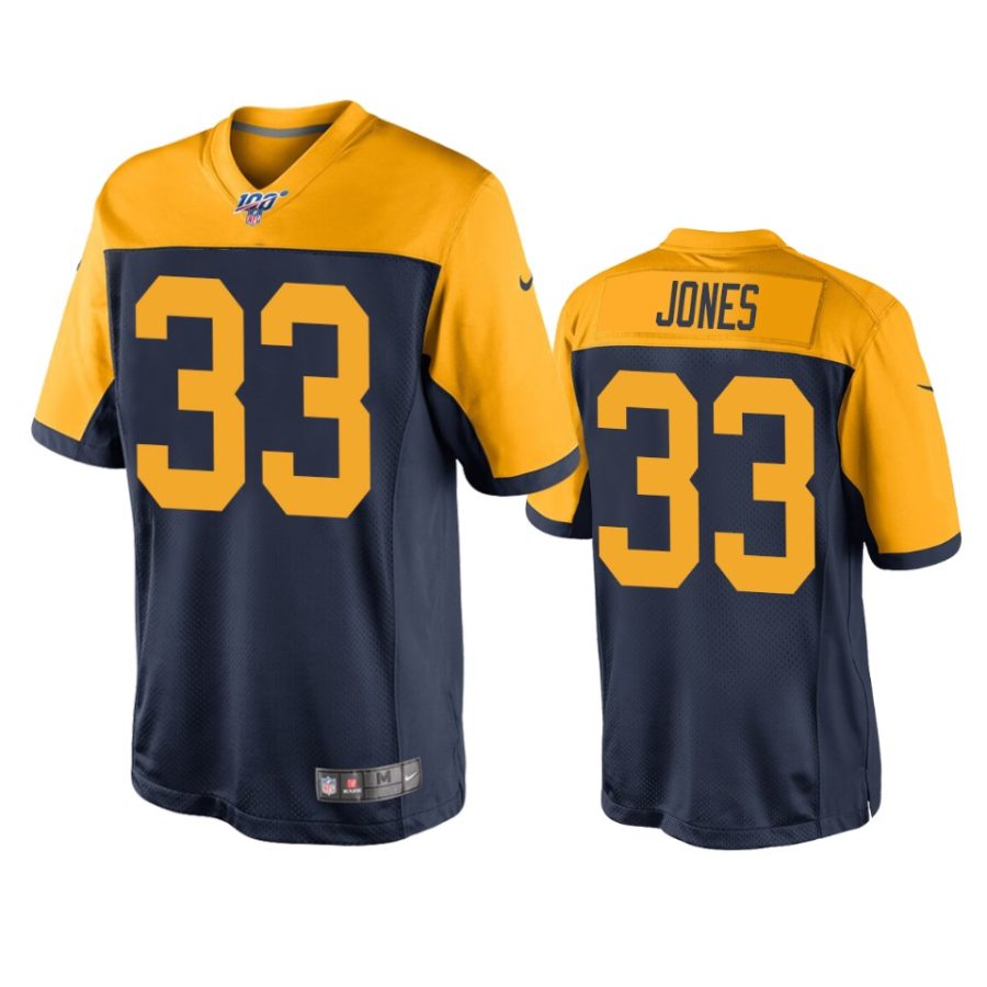 mens packers aaron jones navy 100th season throwback jersey