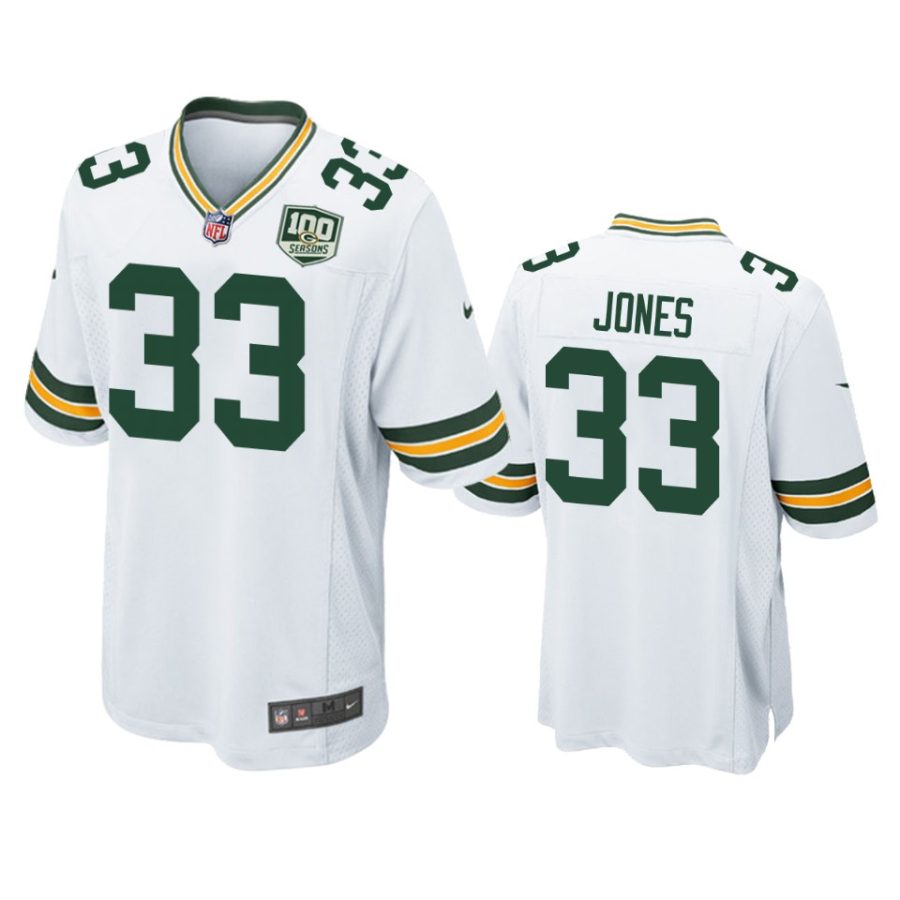 mens packers aaron jones white 100 seasons game jersey