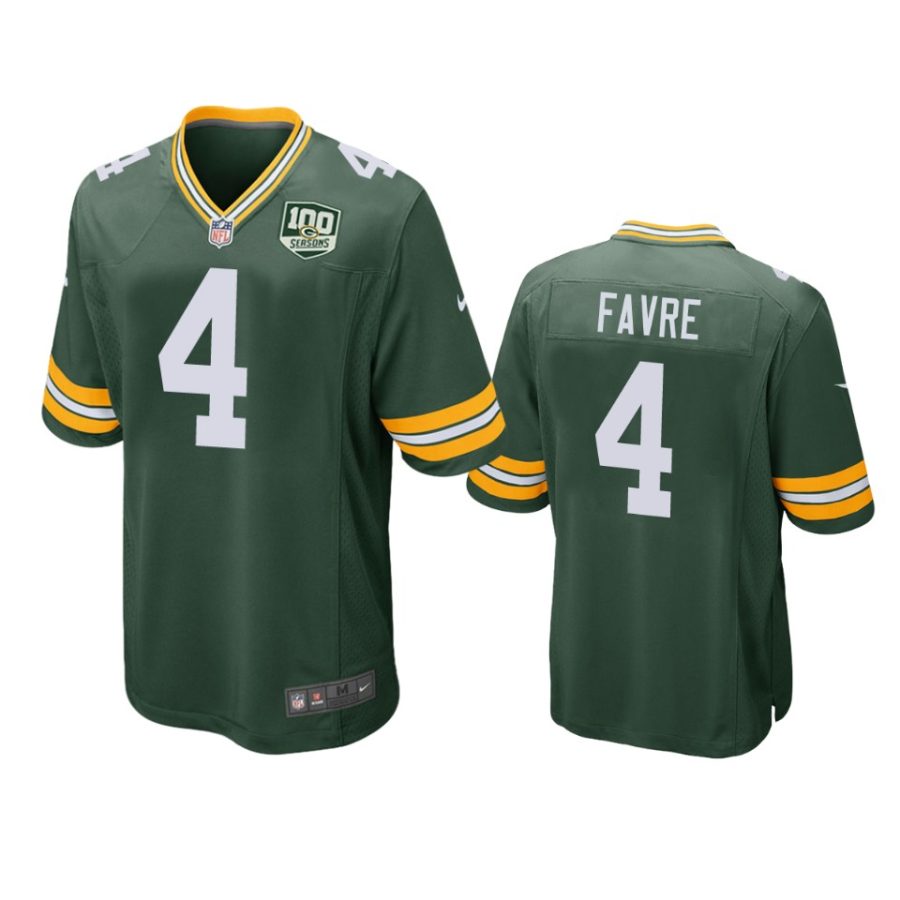 mens packers brett favre green 100 seasons game jersey