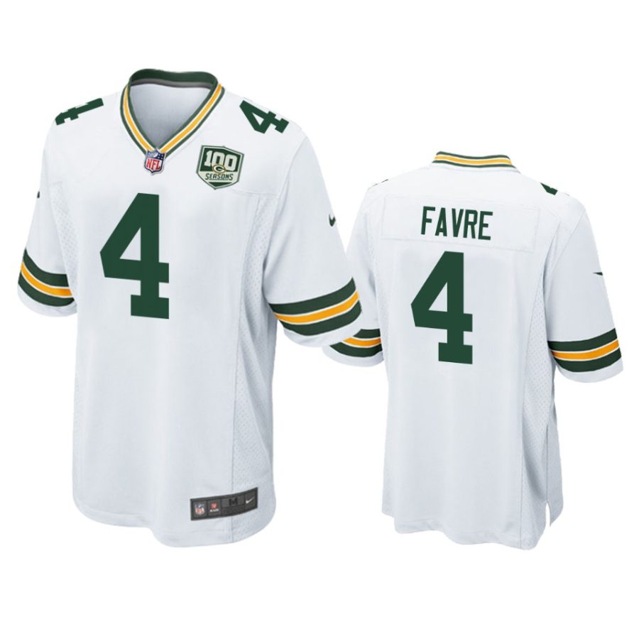 mens packers brett favre white 100 seasons game jersey