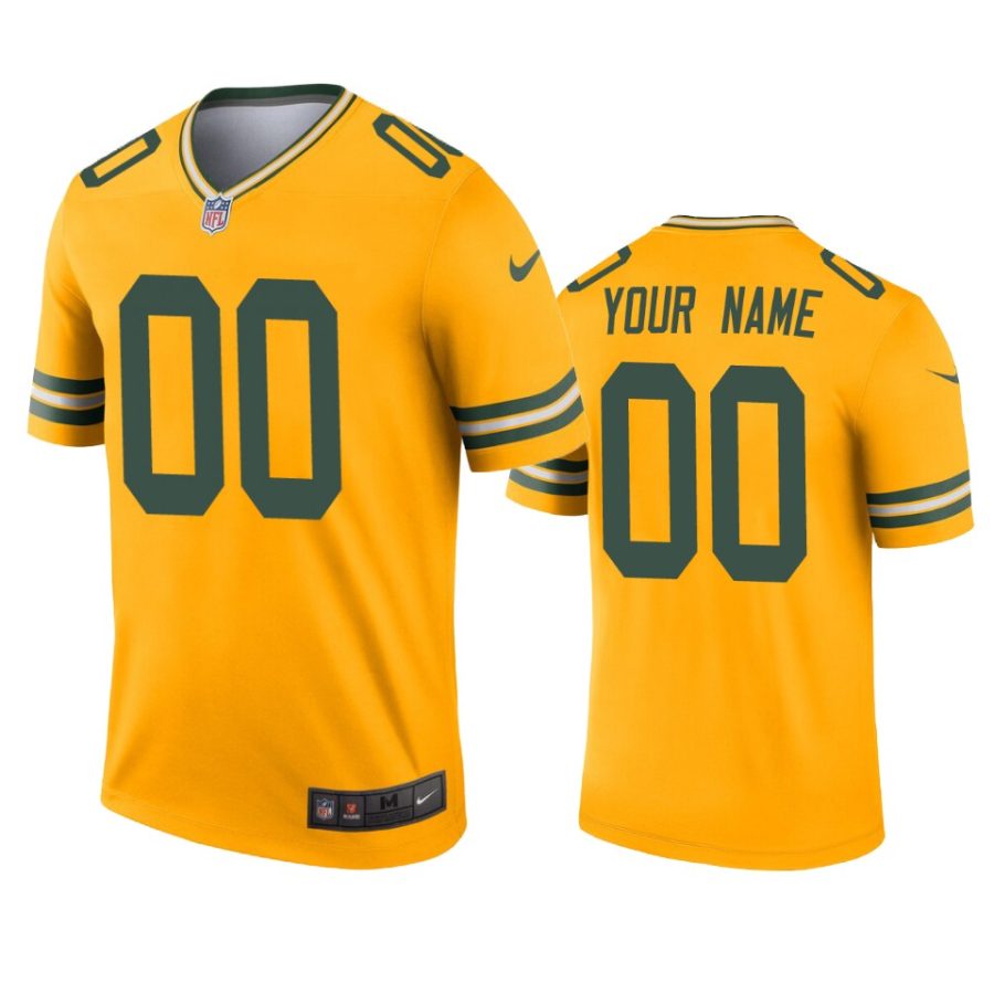 mens packers custom gold inverted legend jersey