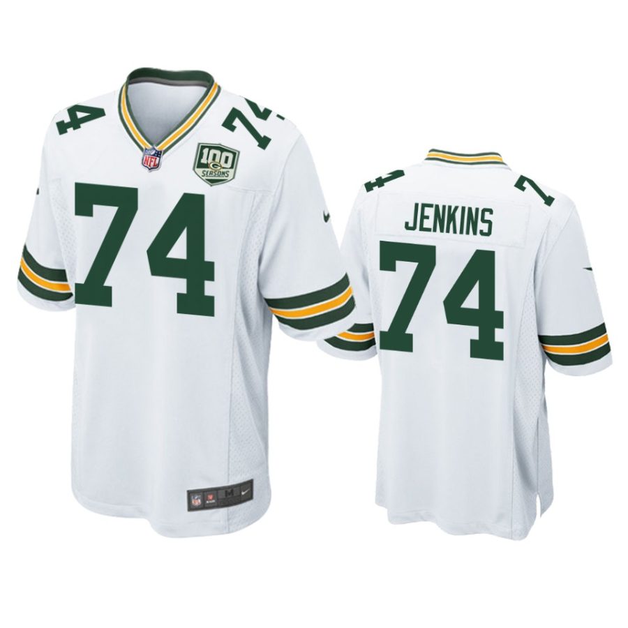 mens packers elgton jenkins white 100 seasons game jersey