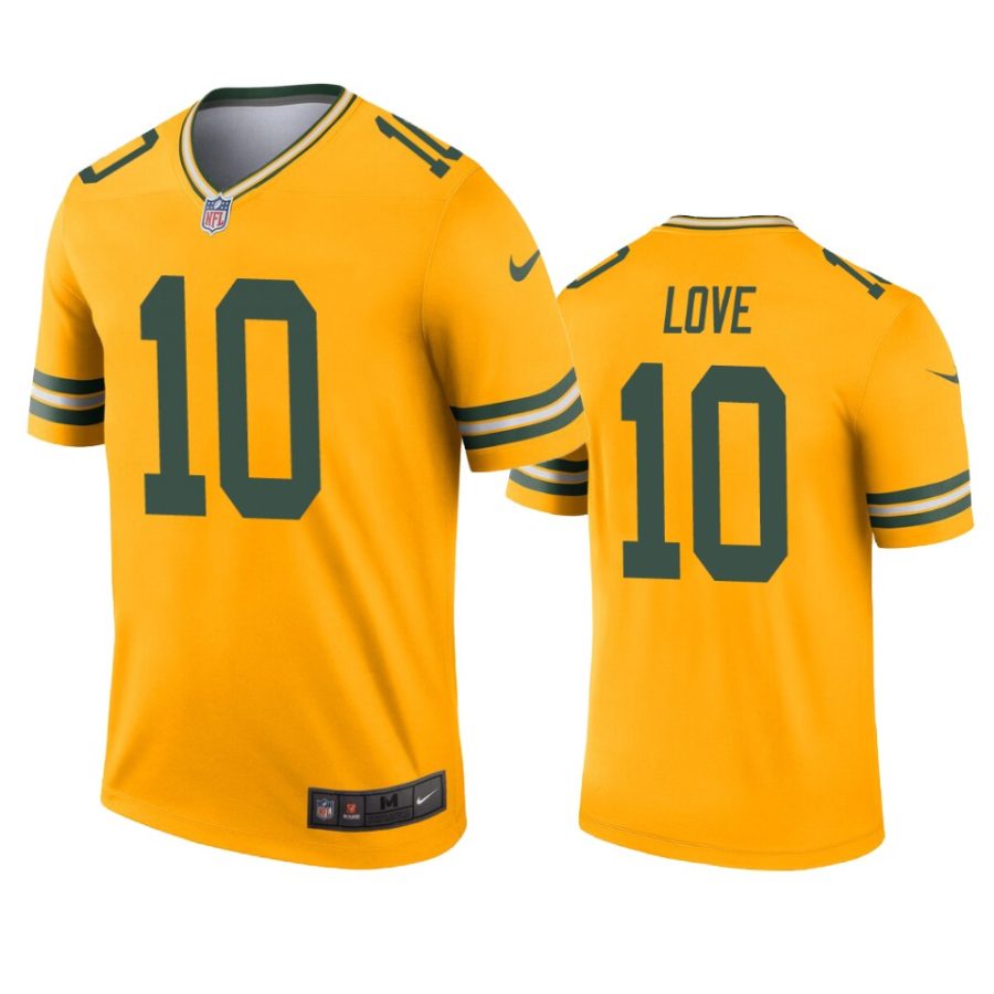 mens packers jordan love gold inverted legend jersey