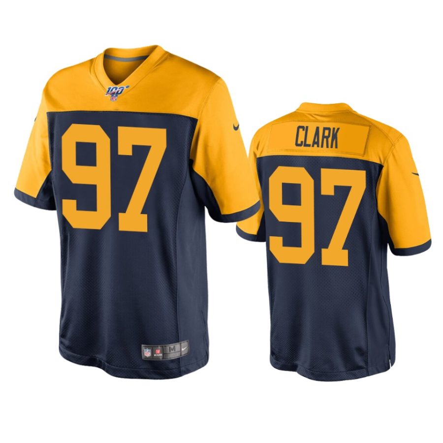 mens packers kenny clark navy 100th season throwback jersey