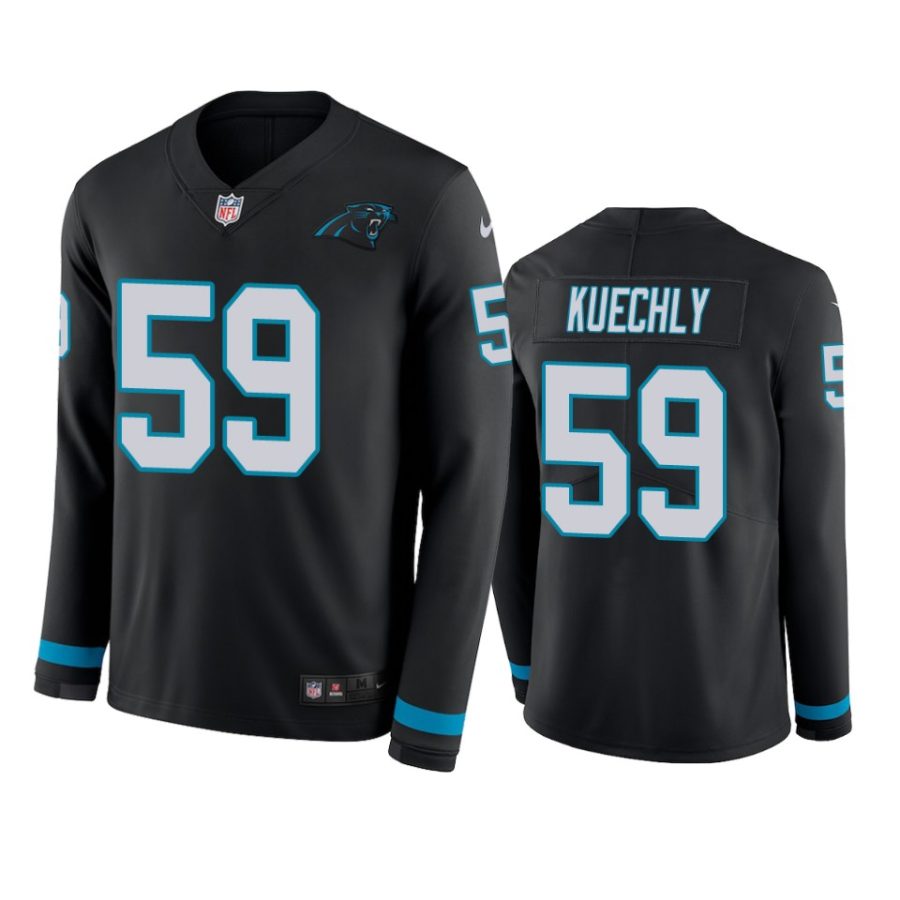 mens panthers luke kuechly black therma long sleeve jersey