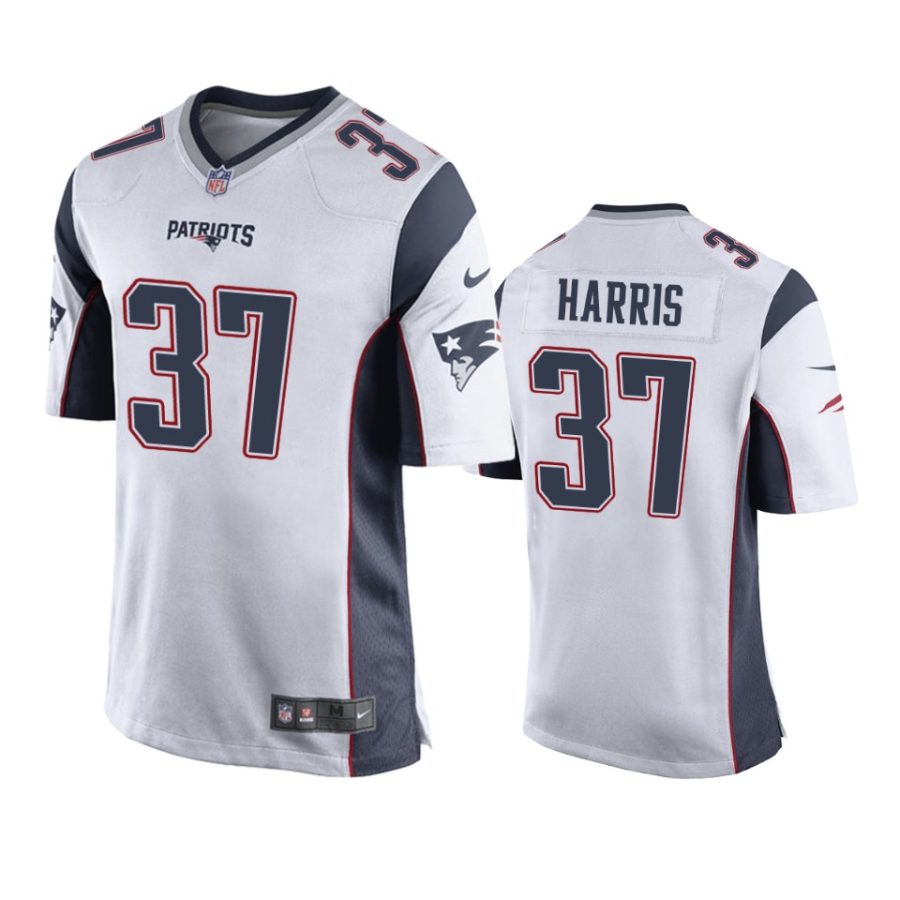 mens patriots damien harris white game jersey