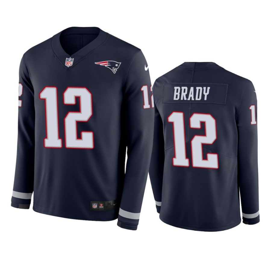 mens patriots tom brady navy therma long sleeve jersey