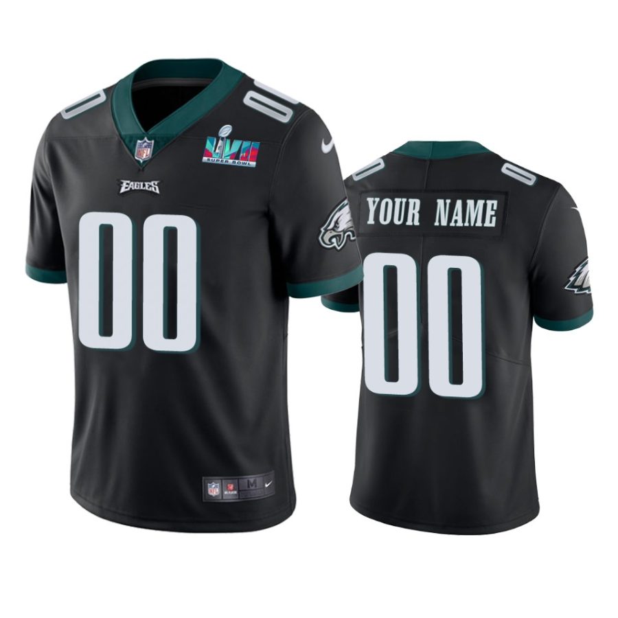 mens philadelphia eagles custom black super bowl lvii vapor limited jersey