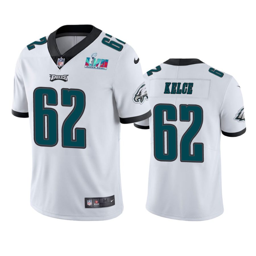 mens philadelphia eagles jason kelce white super bowl lvii vapor limited jersey