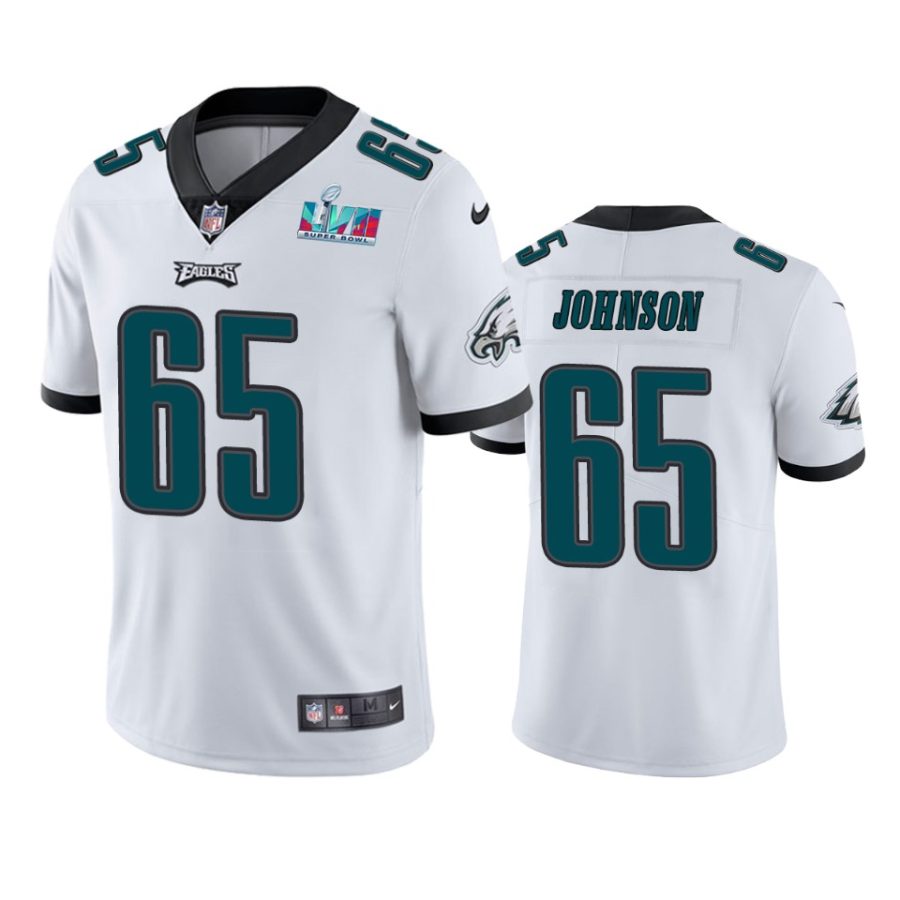 mens philadelphia eagles lane johnson white super bowl lvii vapor limited jersey