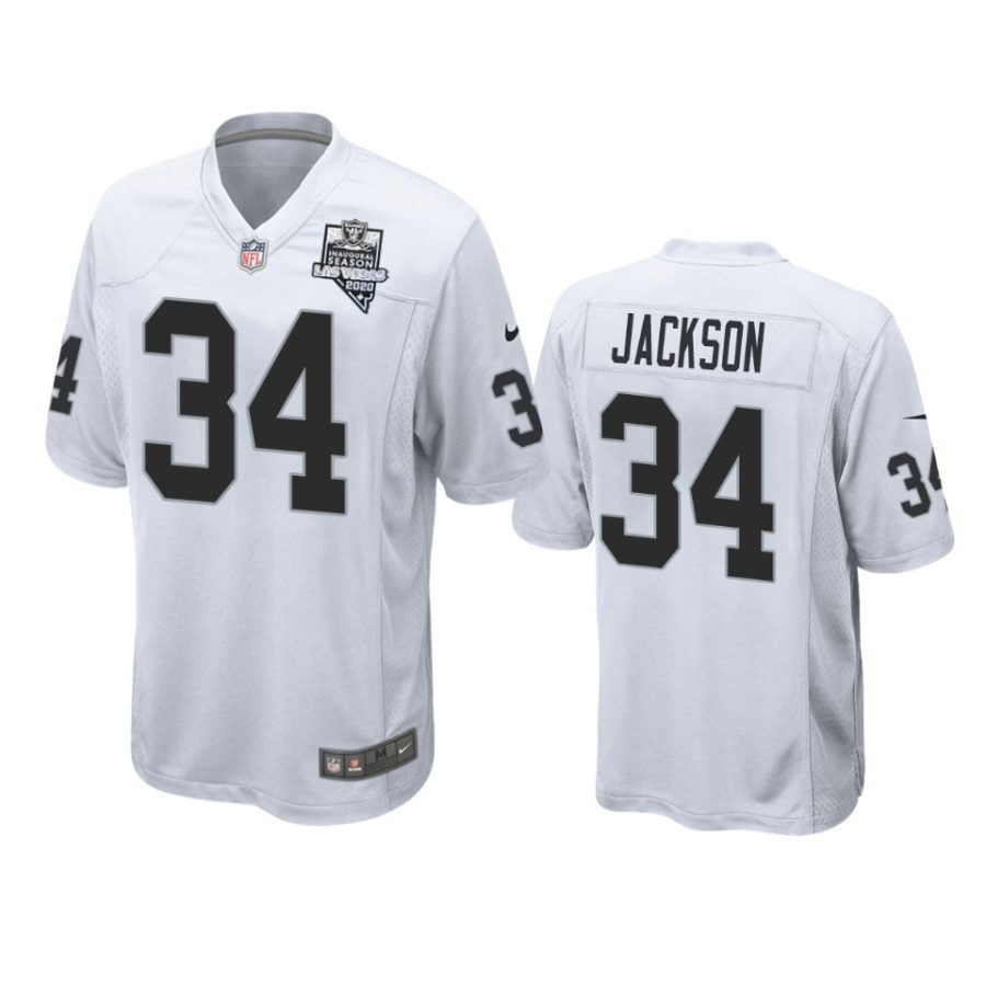 mens raiders bo jackson white 2020 inaugural season game jersey