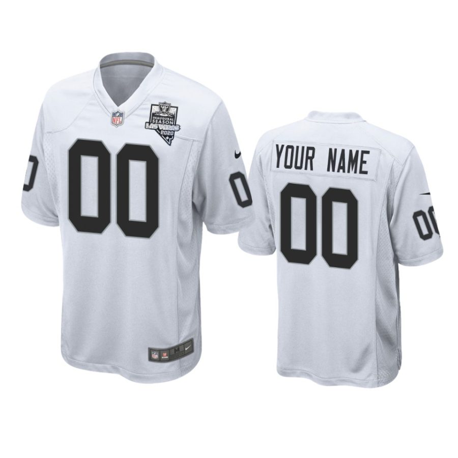 mens raiders custom white 2020 inaugural season game jersey