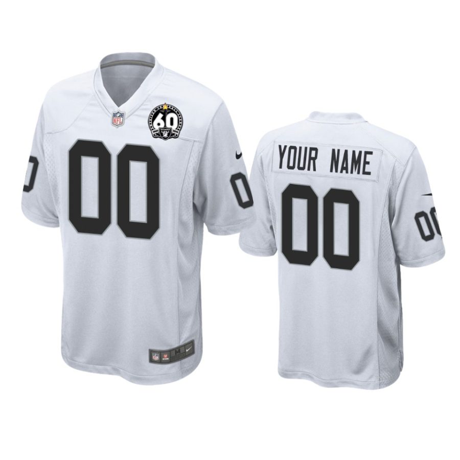 mens raiders custom white 60th anniversary game jersey