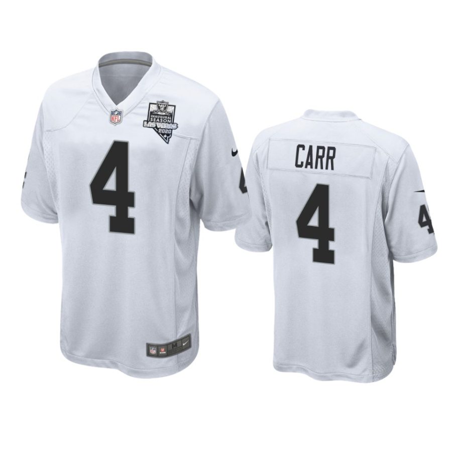 mens raiders derek carr white 2020 inaugural season game jersey