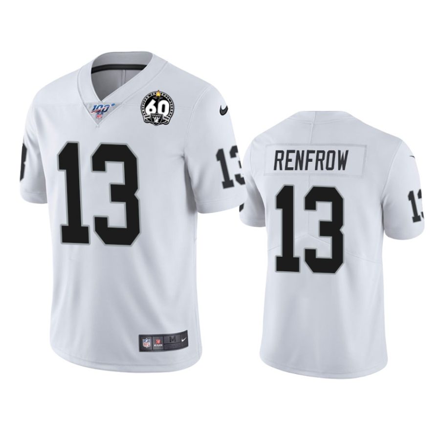 mens raiders hunter renfrow white 60th anniversary limited jersey