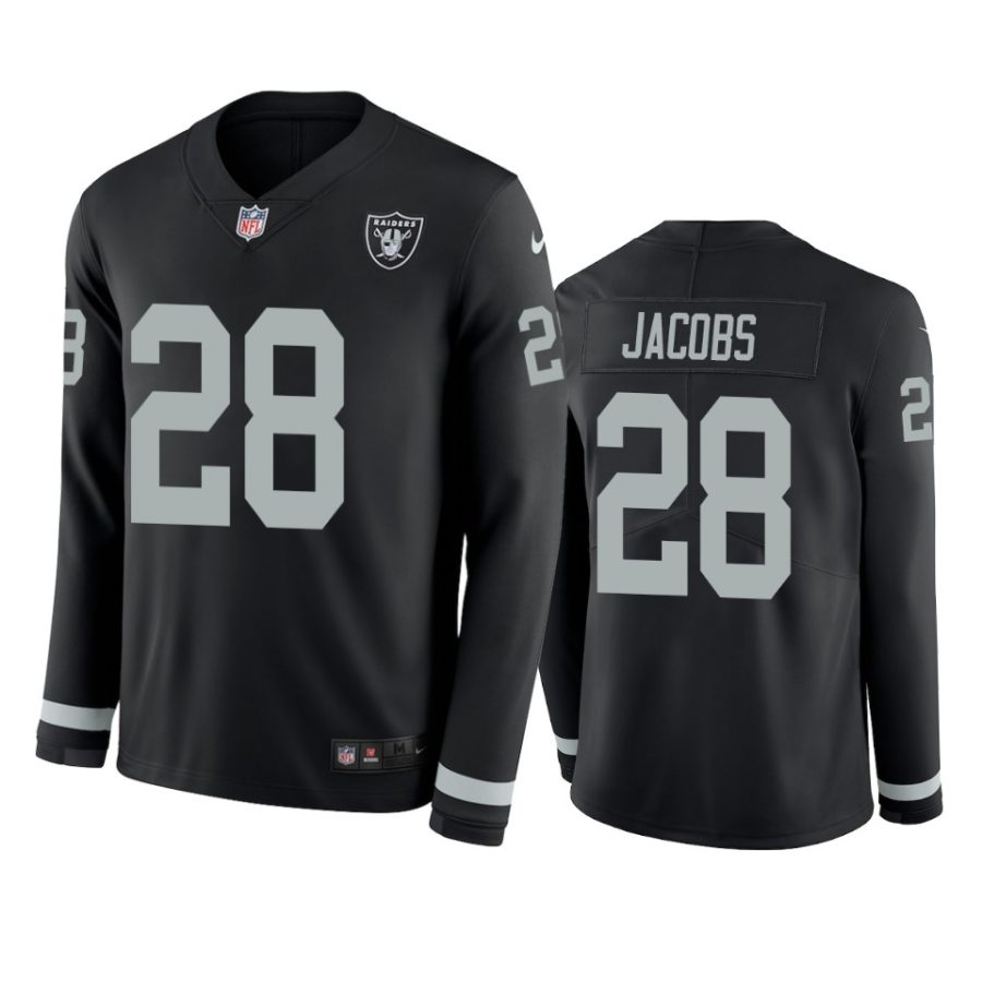 mens raiders josh jacobs black therma long sleeve jersey