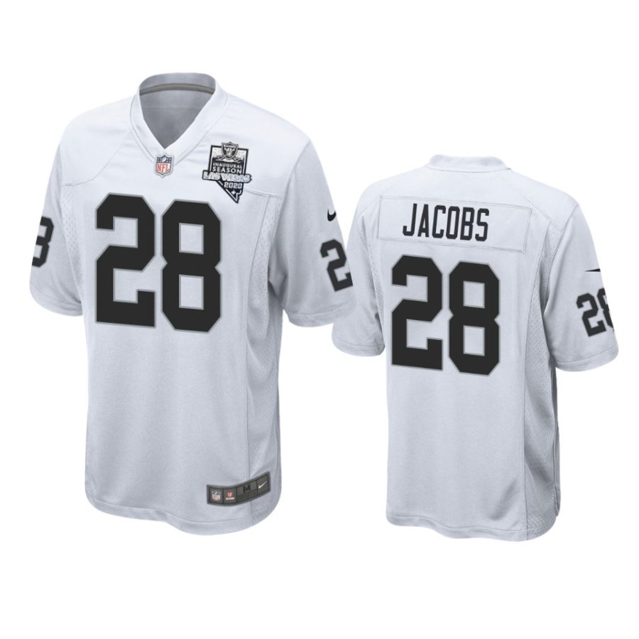 mens raiders josh jacobs white 2020 inaugural season game jersey
