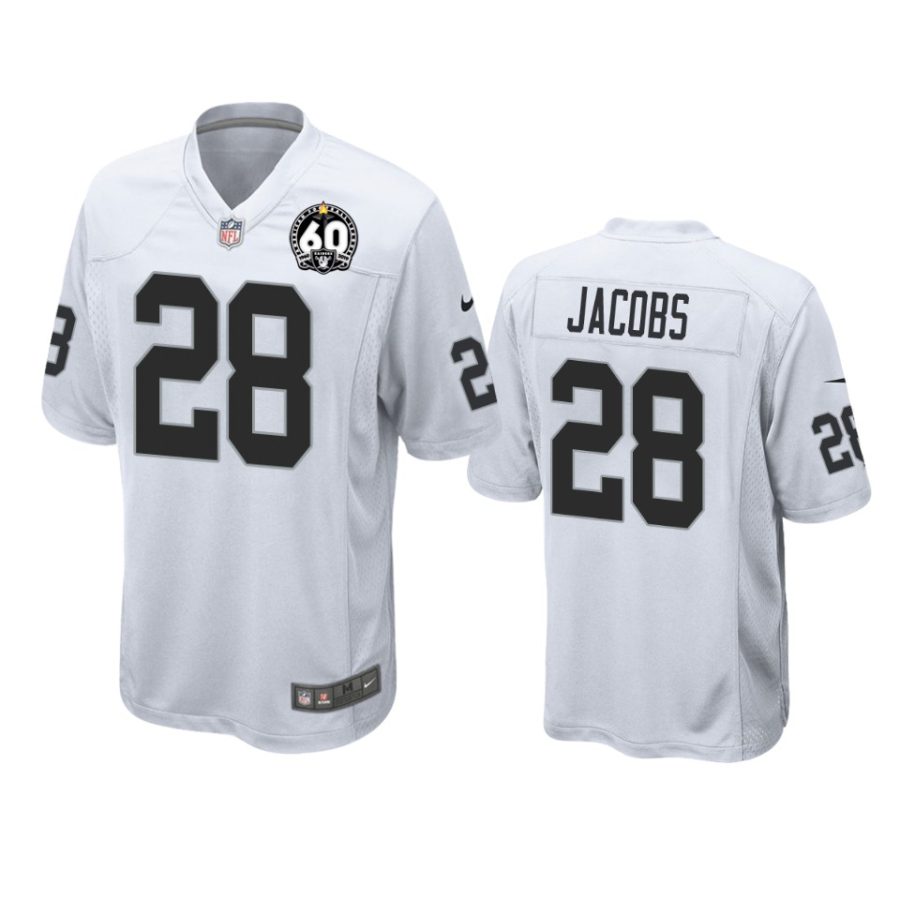 mens raiders josh jacobs white 60th anniversary game jersey