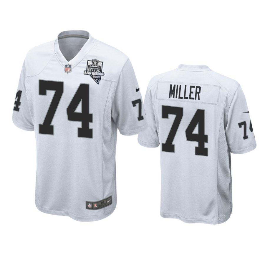 mens raiders kolton miller white 2020 inaugural season game jersey