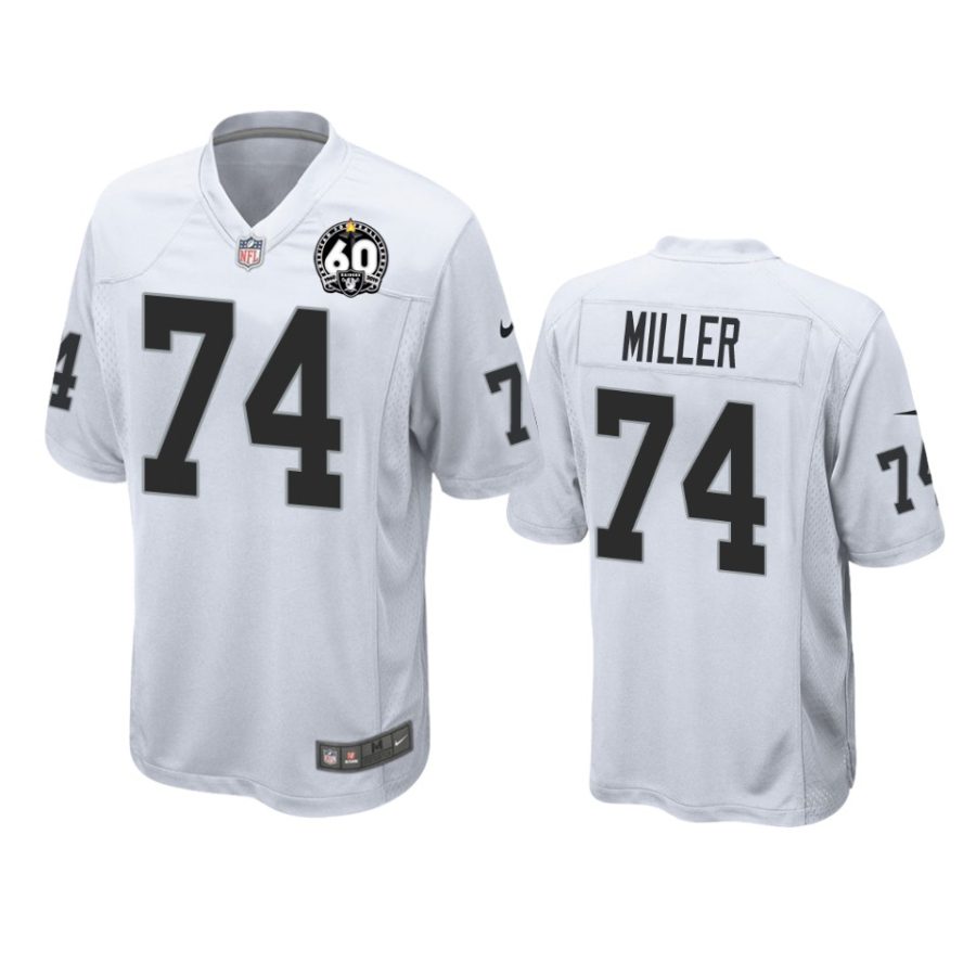 mens raiders kolton miller white 60th anniversary game jersey