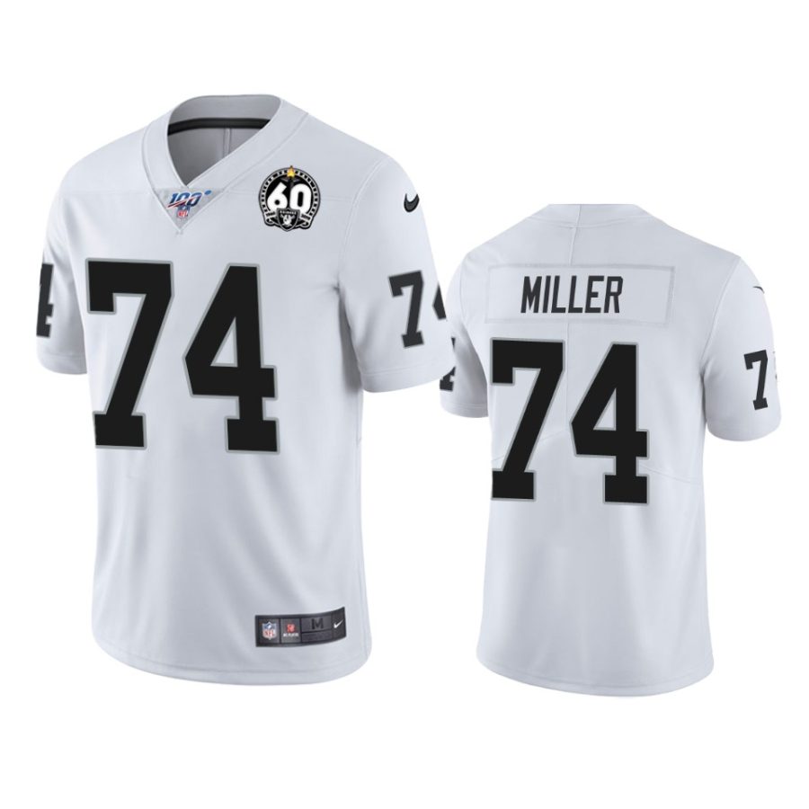 mens raiders kolton miller white 60th anniversary vapor limited jersey