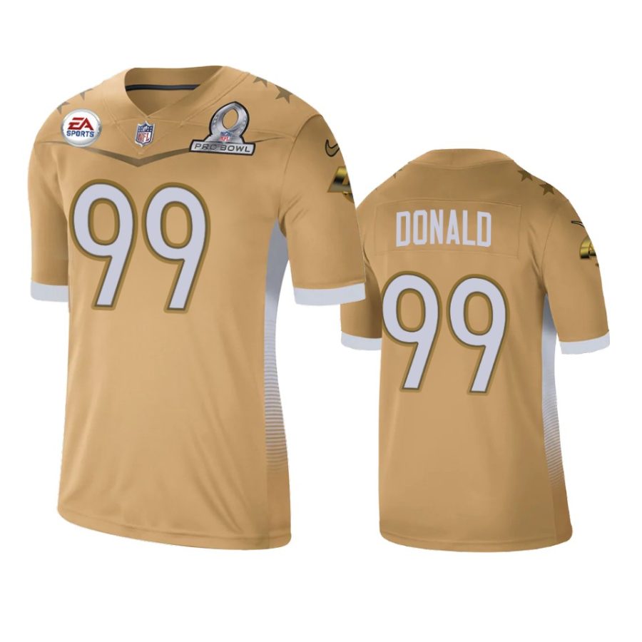 mens rams aaron donald gold 2021 nfc pro bowl game jersey