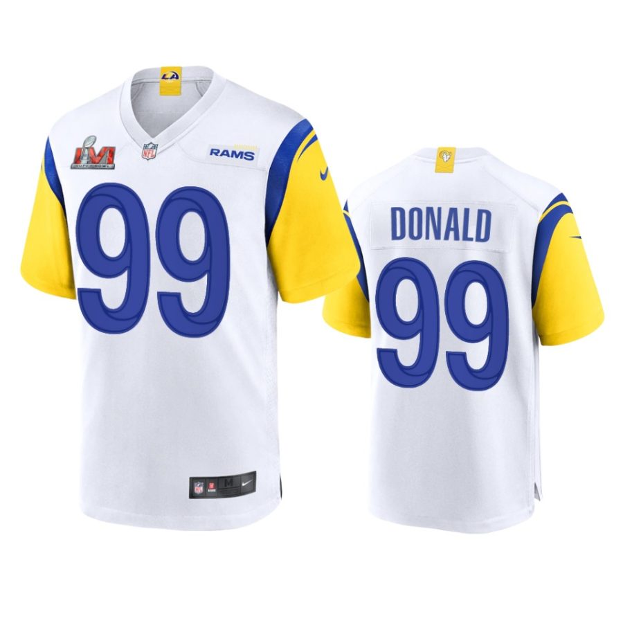 mens rams aaron donald white super bowl lvi game jersey