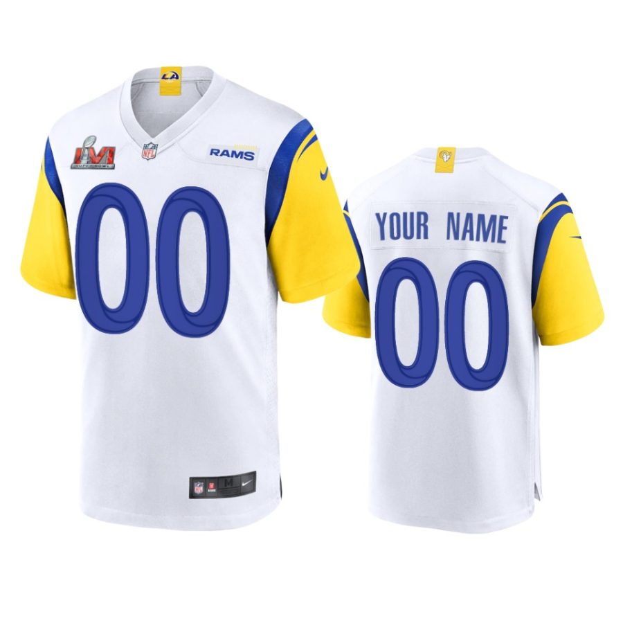 mens rams custom white super bowl lvi game jersey