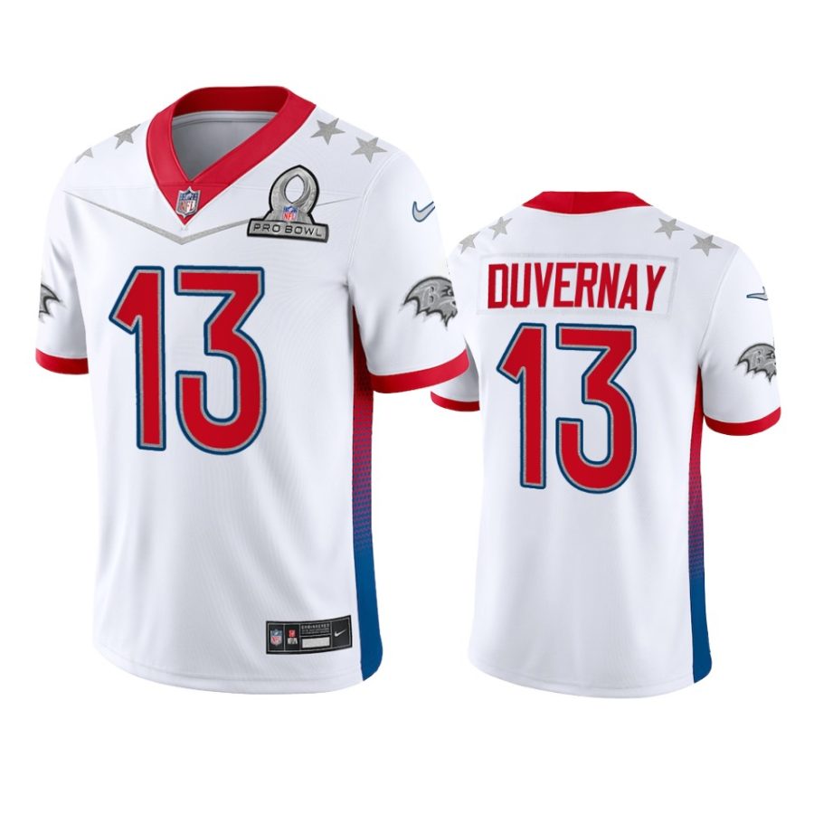 mens ravens devin duvernay white game 2022 afc pro bowl jersey